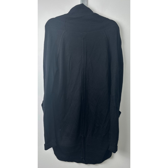 LULULEMON Black Transformation Open Front Wrap Cardigan Sweater Pockets M C8 - Picture 2 of 6